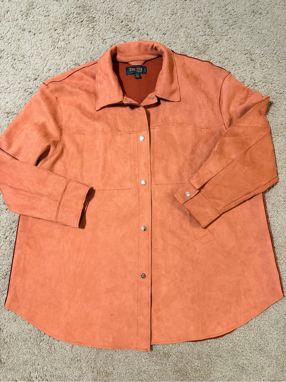 Truth Coral Suede Snap-Front Jacket